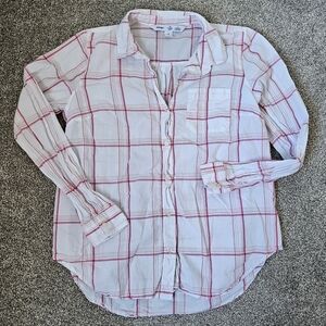 Old Navy Button Up Shirt Medium White/pink/orange